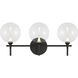 Iissa 3 Light 23.63 inch Black Vanity Light Wall Light in Clear