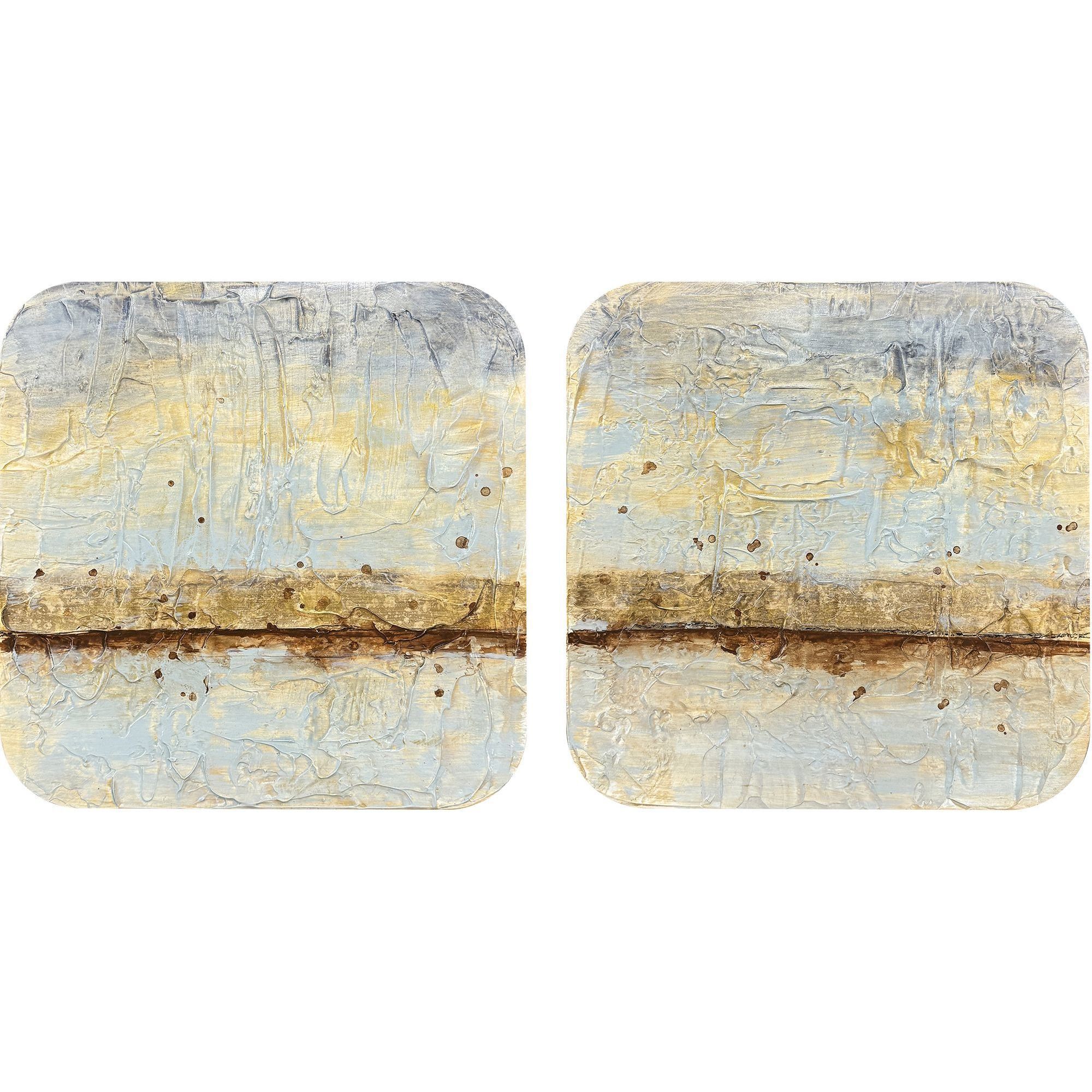 Coastal Horizon Blue and Brown and Metallic Wall Sculpture, The Studio