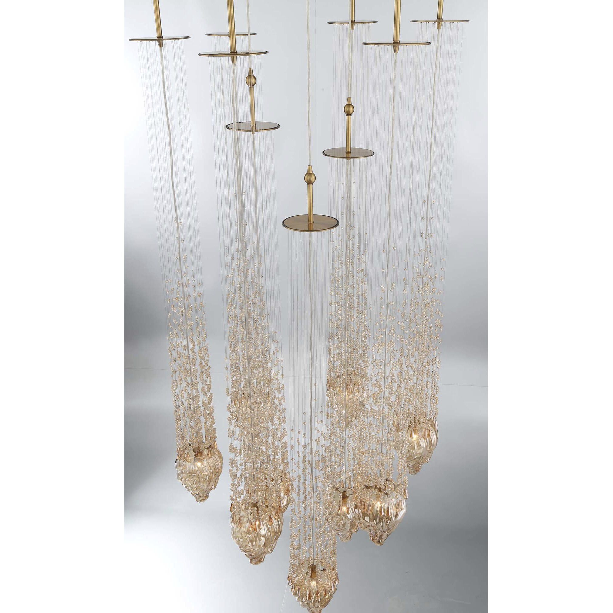 Cascata 7 Light 6 inch Polished Gold Chandelier Ceiling Light