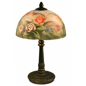 Evelyn 16 inch 60.00 watt Antique Bronze Table Lamp Portable Light in Hand Painted Glass, 2