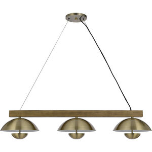 Lakeland LED 47 inch Antique Brass and Wood Island Pendant Ceiling Light
