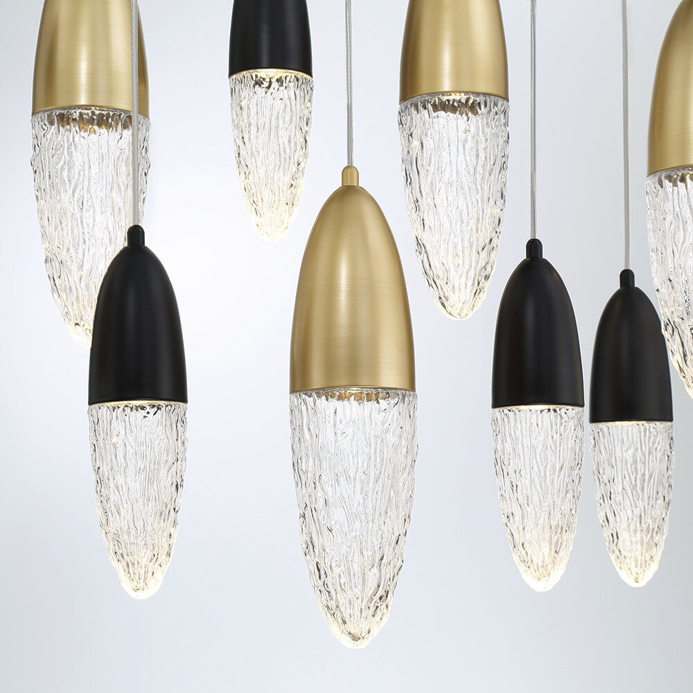 Ecrou Linear Chandelier Ceiling Light in Gold and Black