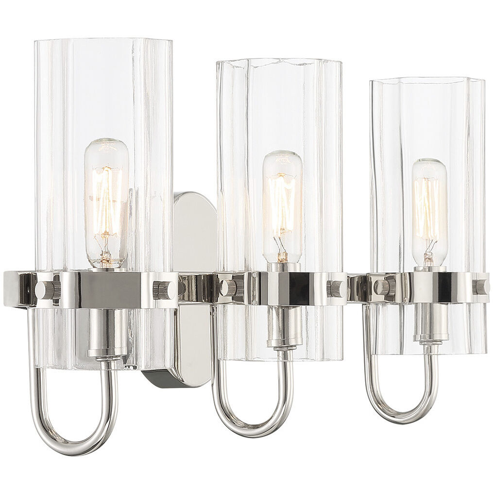 Brook 3 Light 22 inch Chrome Vanity Light Wall Light