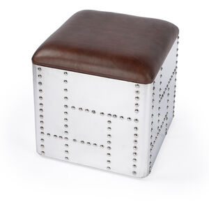 Midway Aviator Leather Accent Stool in Medium Brown