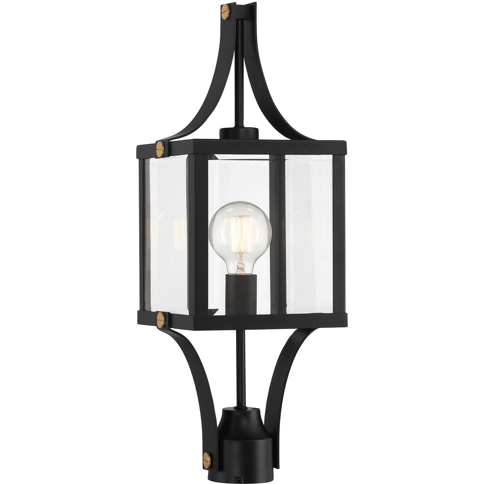 Raeburn 1 Light 23.5 inch Matte Black with Burnished Brass Accents Outdoor Post Lantern