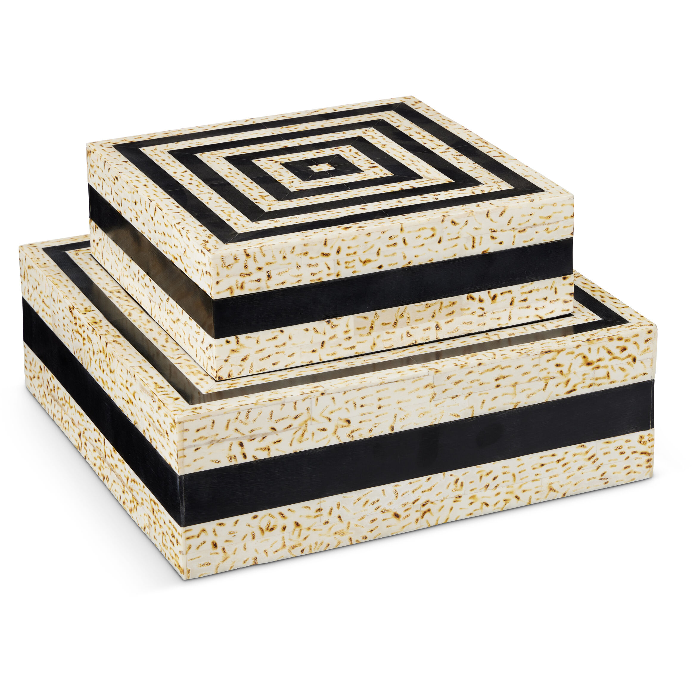 Taurus 12.25 inch Natural and Black Boxes, Set of 2