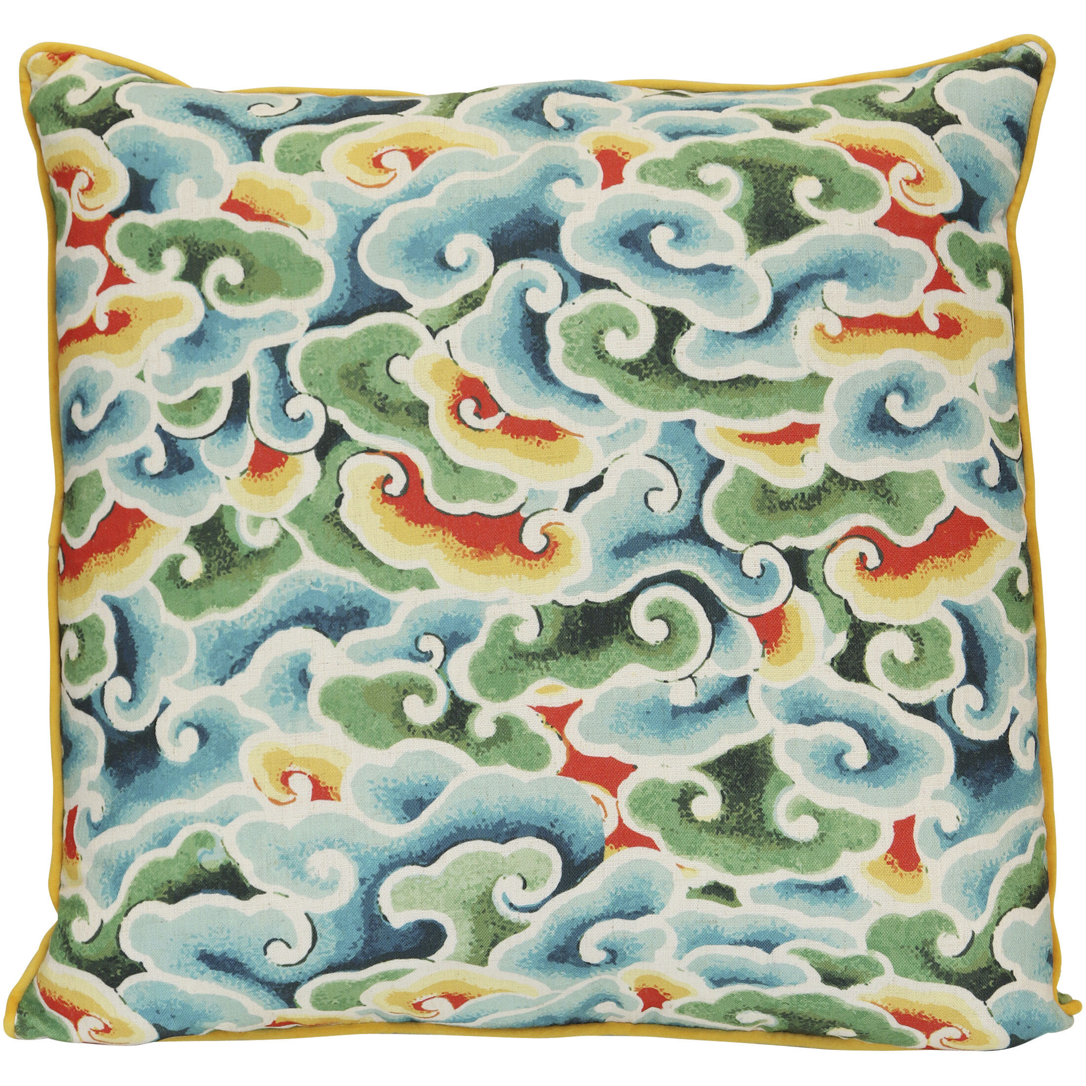 Chinoiserie 22 inch Multicolor Pillow in 22" x 22"