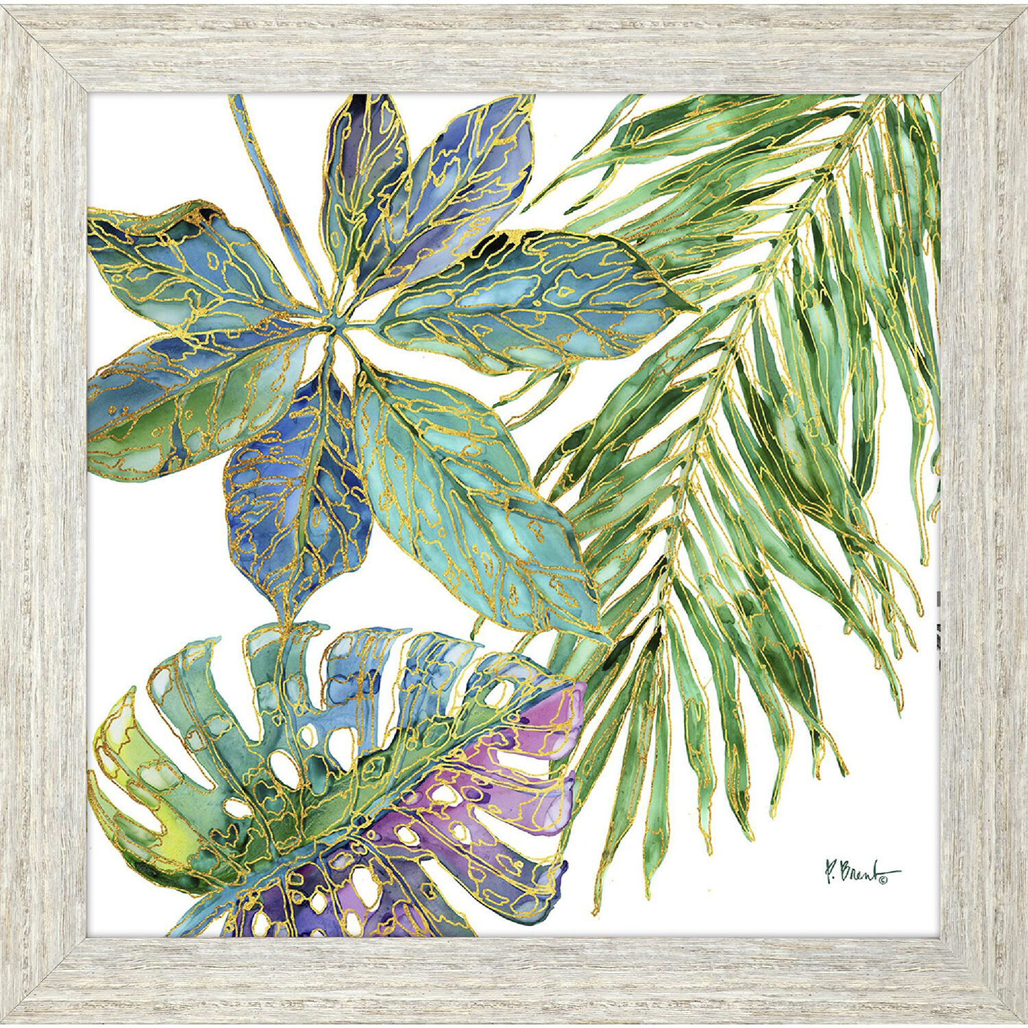 Spectrum Palm Fronds 28 X 28 inch Non-Glass Framed Art, Propac