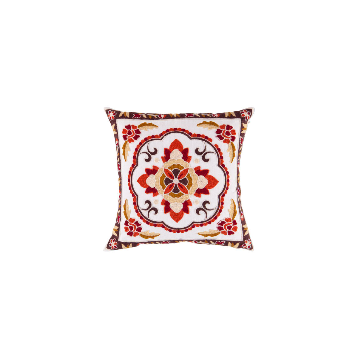 Botanical 18 X 18 inch Ivory and Dark Brown Throw Pillow