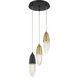 Ecrou 3 Light 12.25 inch Gold and Black Chandelier Ceiling Light