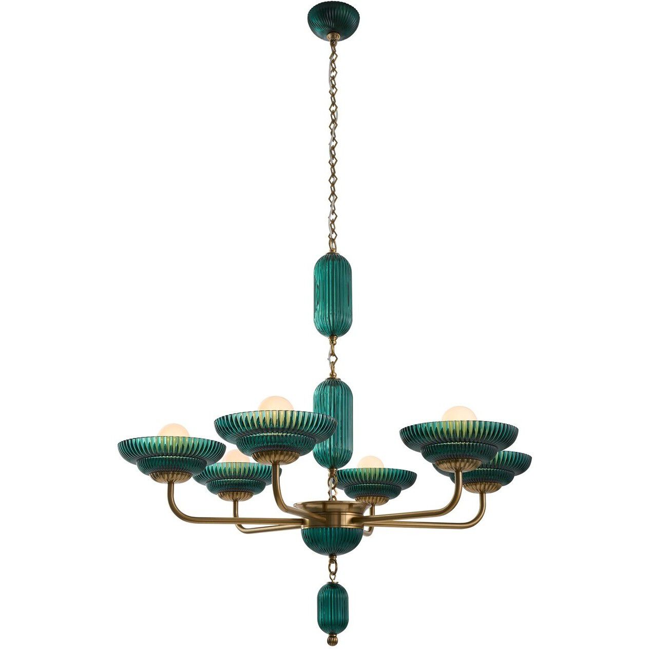 Verde 6 Light 40 inch Satin Brass Chandelier Ceiling Light