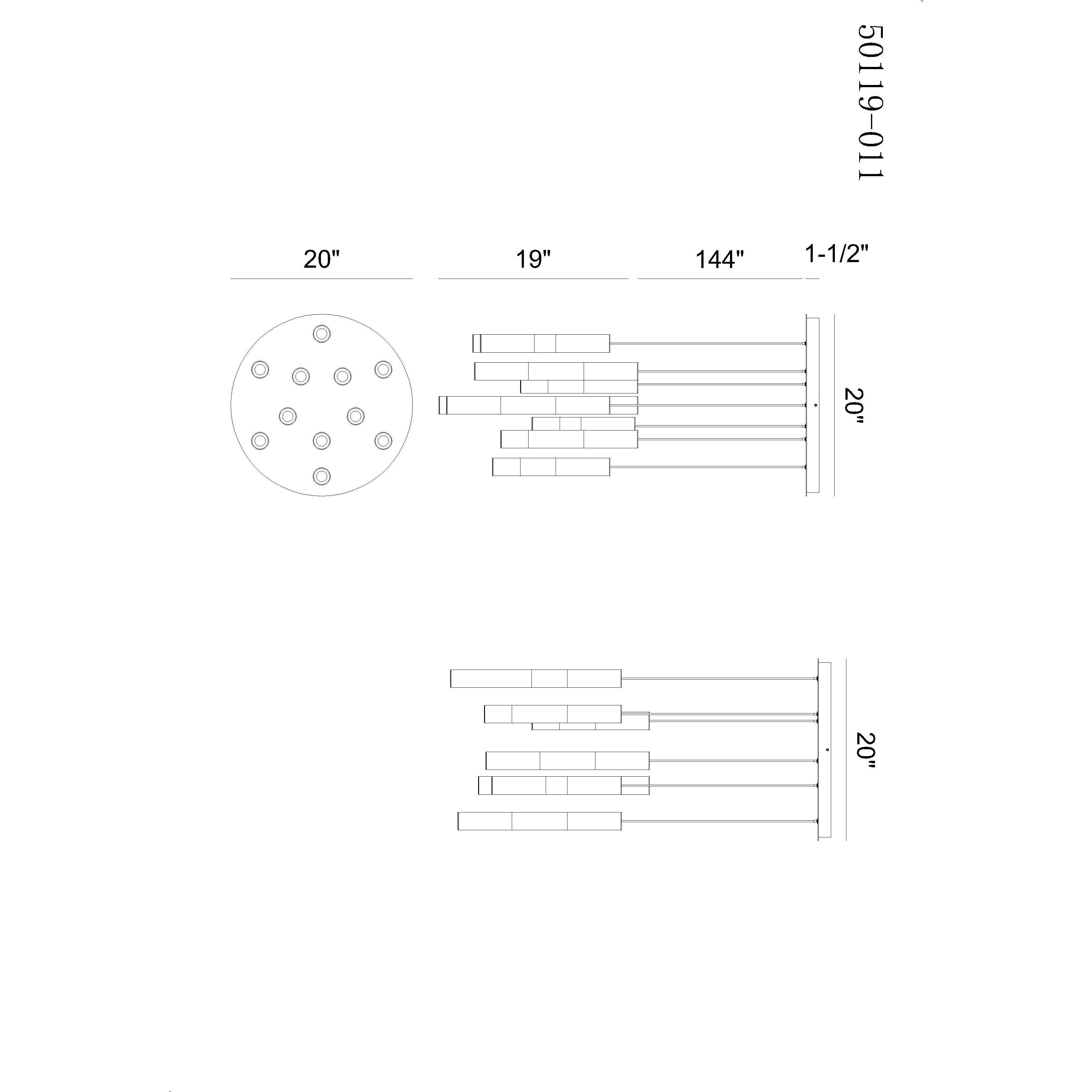 Ronda LED 20 inch Weathered Brass Multi Drop Chandelier Ceiling Light