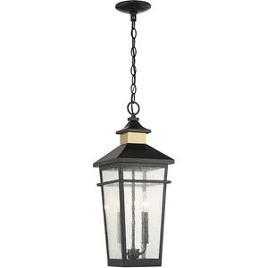 Kingsley 2 Light 8.5 inch Black with Warm Brass Accents Outdoor Hanging Lantern