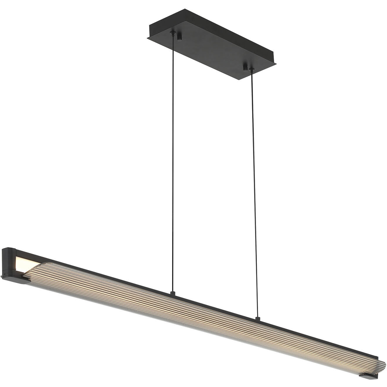 Neoness LED 50 inch Matte Black Linear Chandelier Ceiling Light in Smoke
