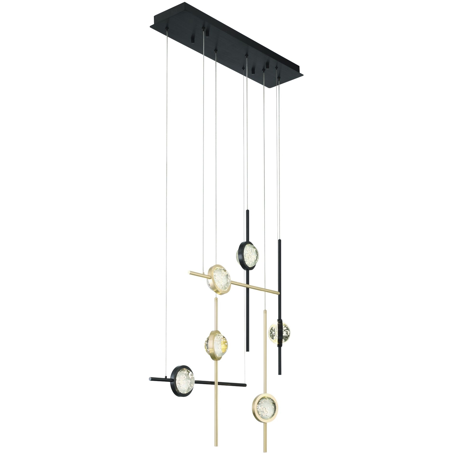 Barletta 6 Light 7.75 inch Gold and Black Chandelier Ceiling Light
