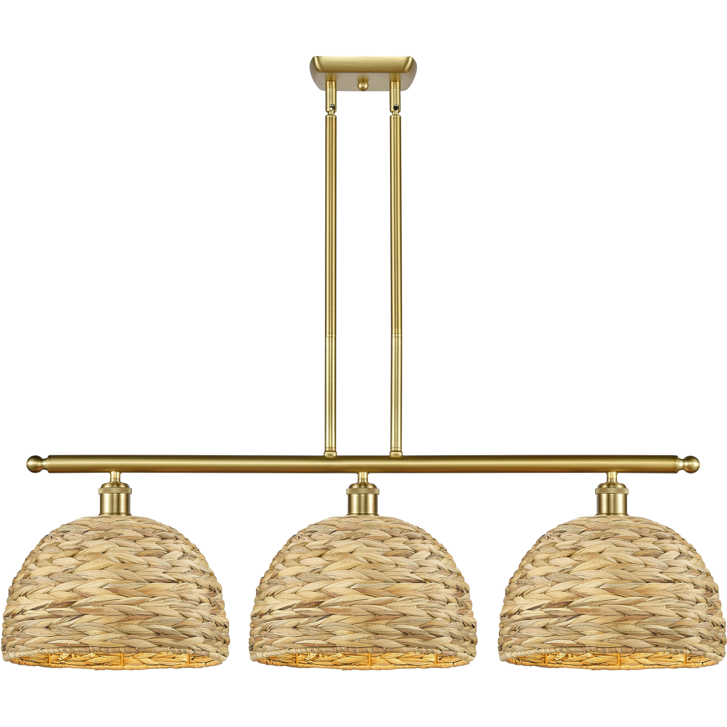 Woven Rattan 3 Light 38.00 inch Island Light