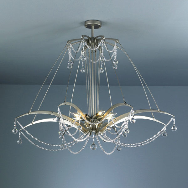 Gambari 8 Light 39 inch Satin Nickel Chandelier Ceiling Light
