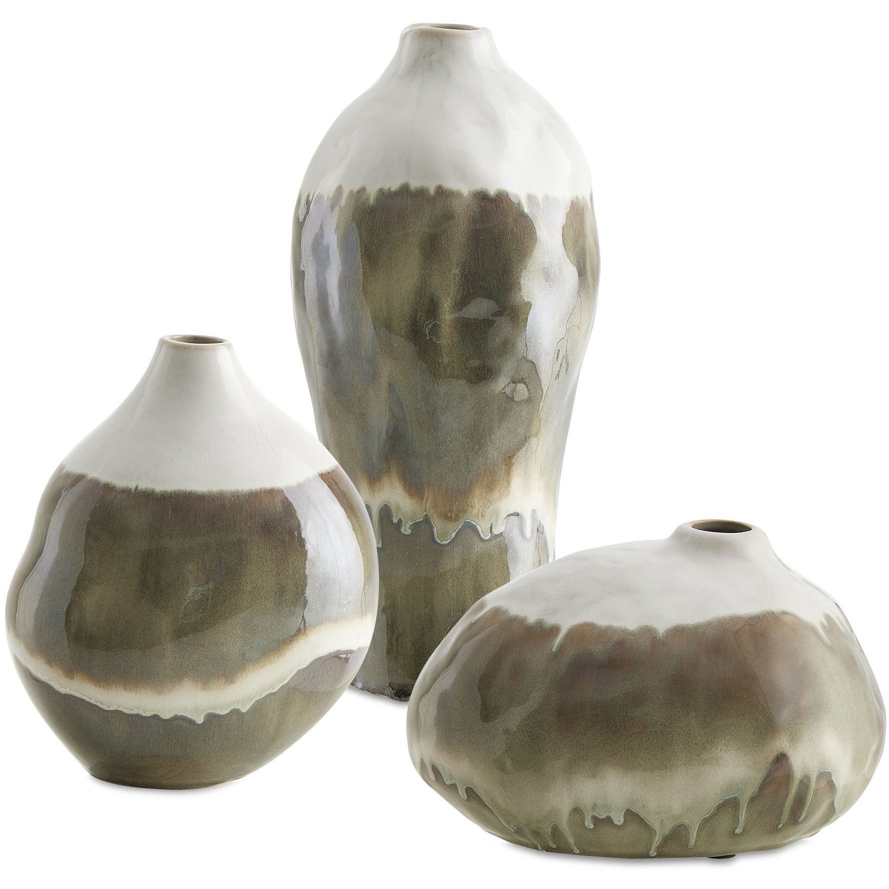 Earthflow Earthy Tones and Soft Ivory Outdoor Vases, Set of 3