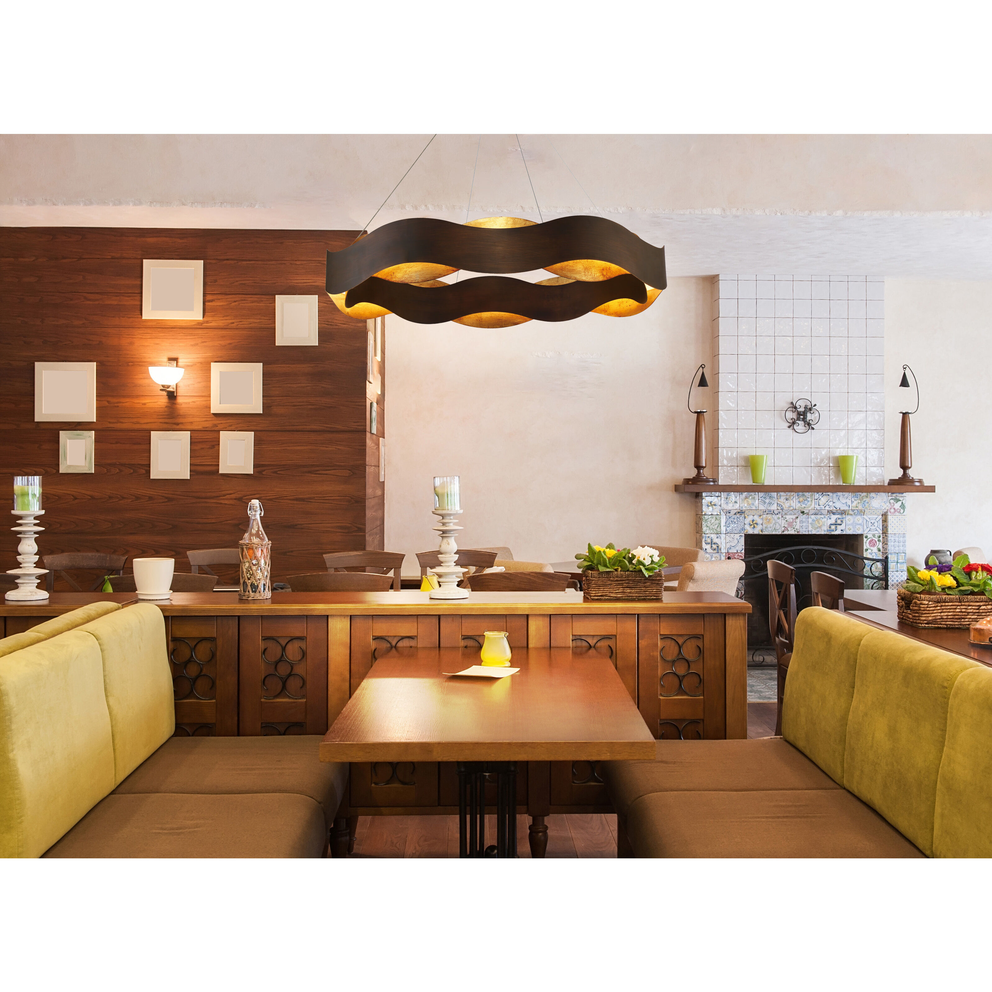 Vaughan LED 33.5 inch Bronze and Gold Chandelier Ceiling Light, Large