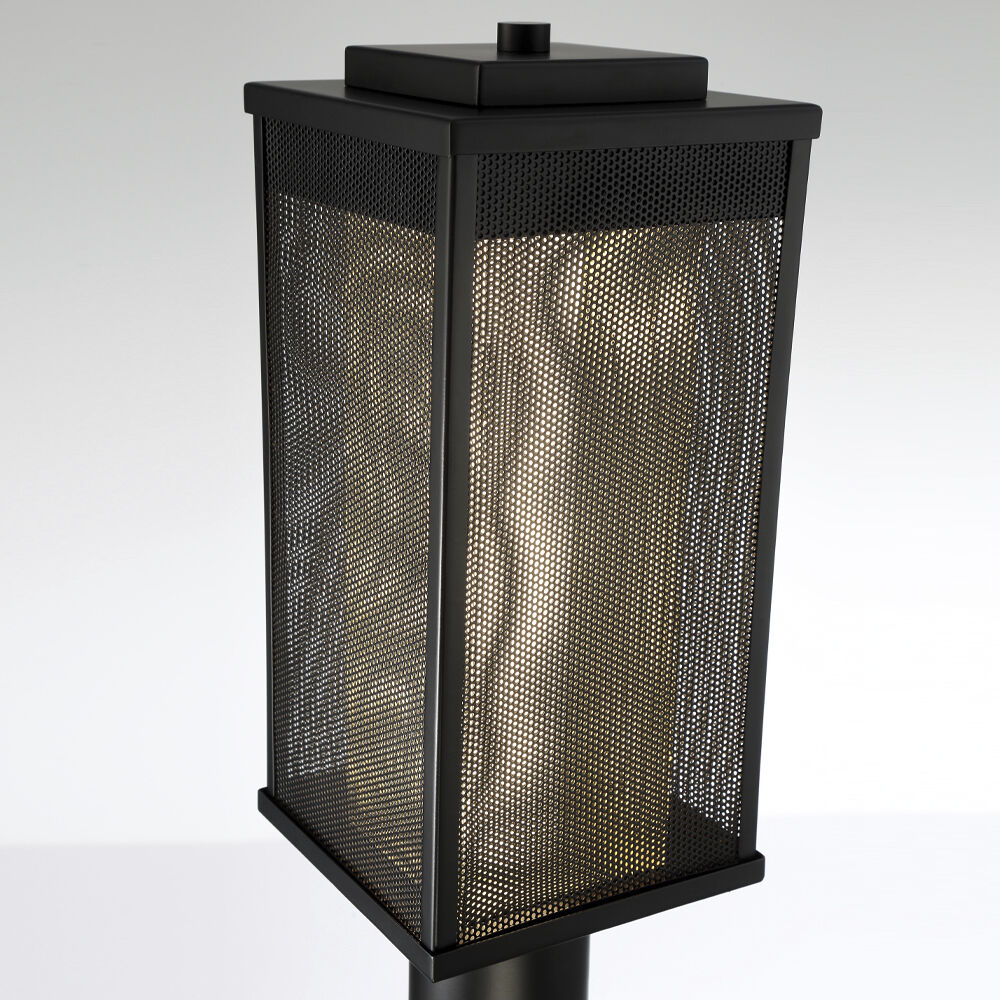 Brama 1 Light 17 inch Black and Gold Outdoor Post Light