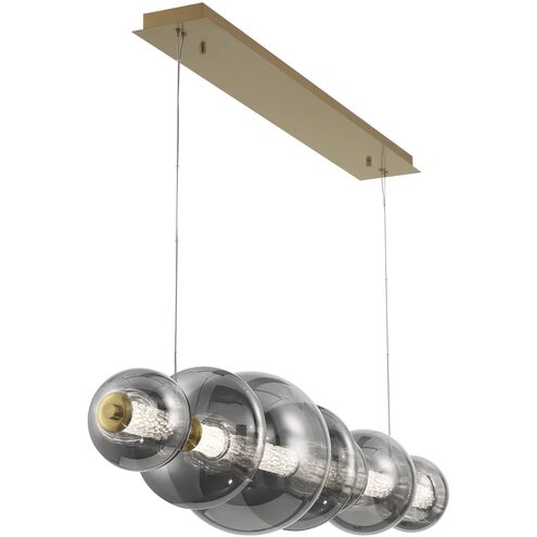 Atomo Linear Chandelier Ceiling Light in Gold, Smoke