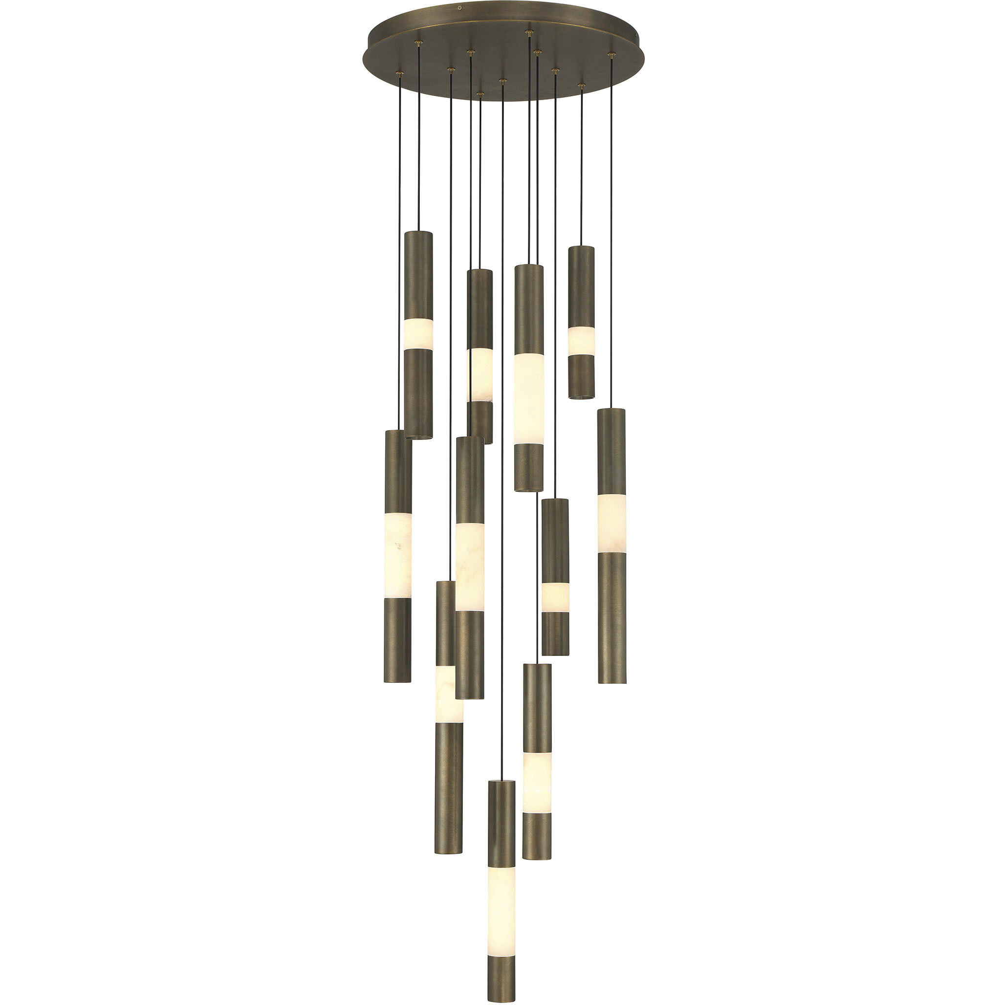 Ronda LED 20 inch Weathered Brass Multi Drop Chandelier Ceiling Light