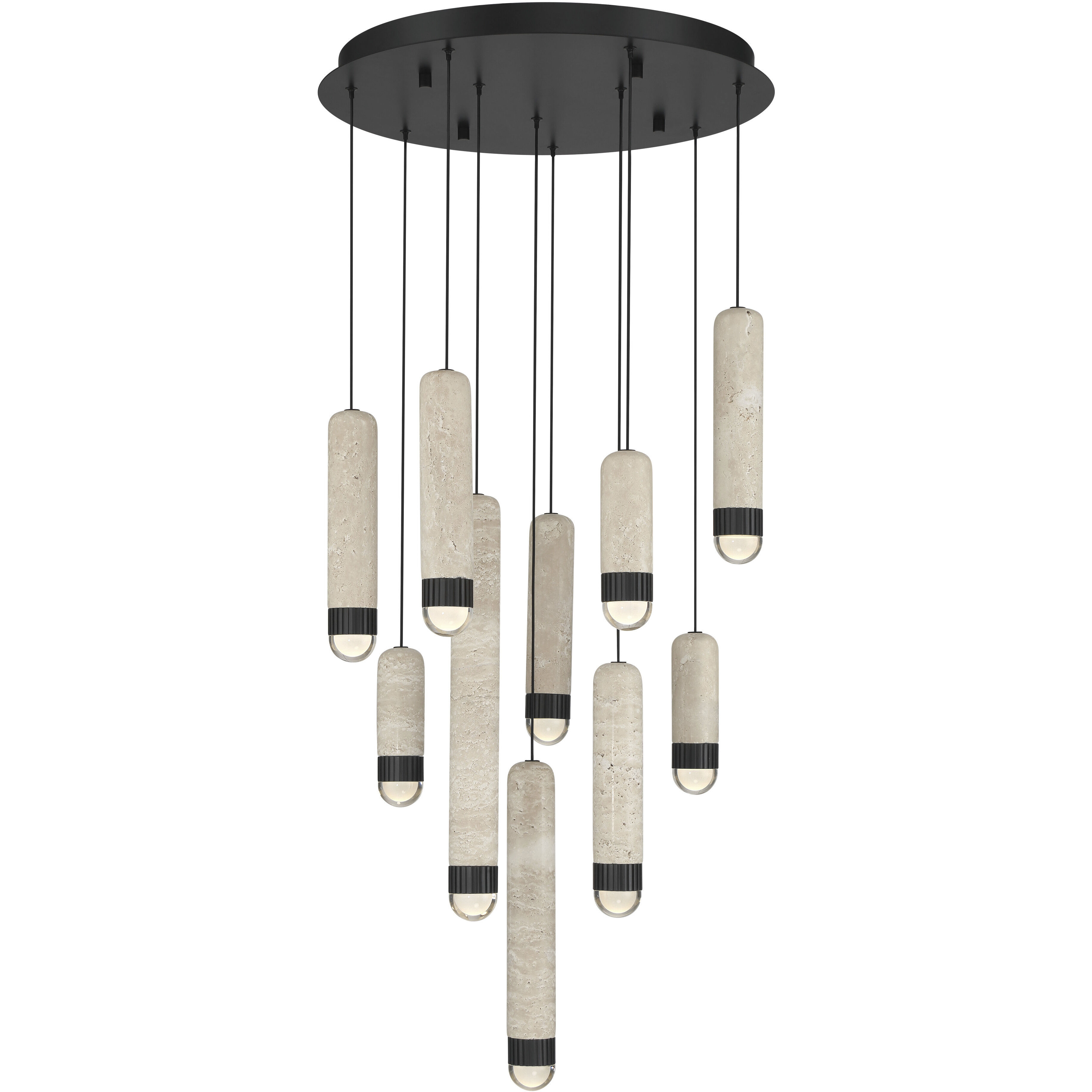 Cambre LED 22 inch Matte Black Multi Drop Chandelier Ceiling Light