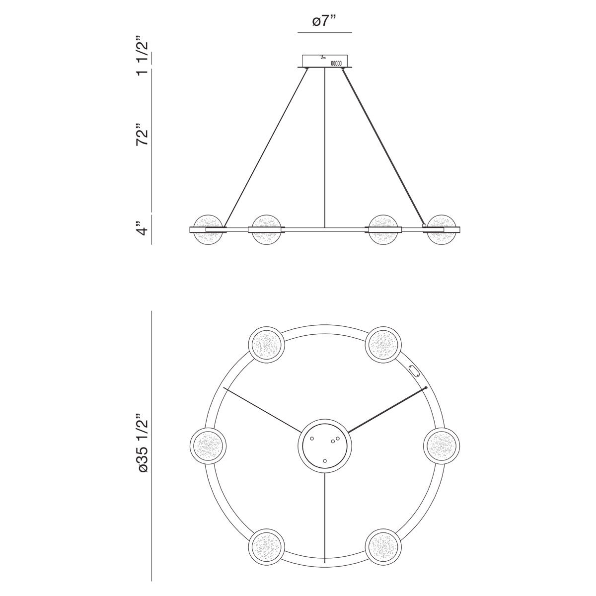 Circolo LED 35.5 inch Black Chandelier Ceiling Light