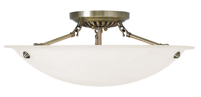 Oasis 3 Light 20 inch Antique Brass Semi-Flush Mount Ceiling Light