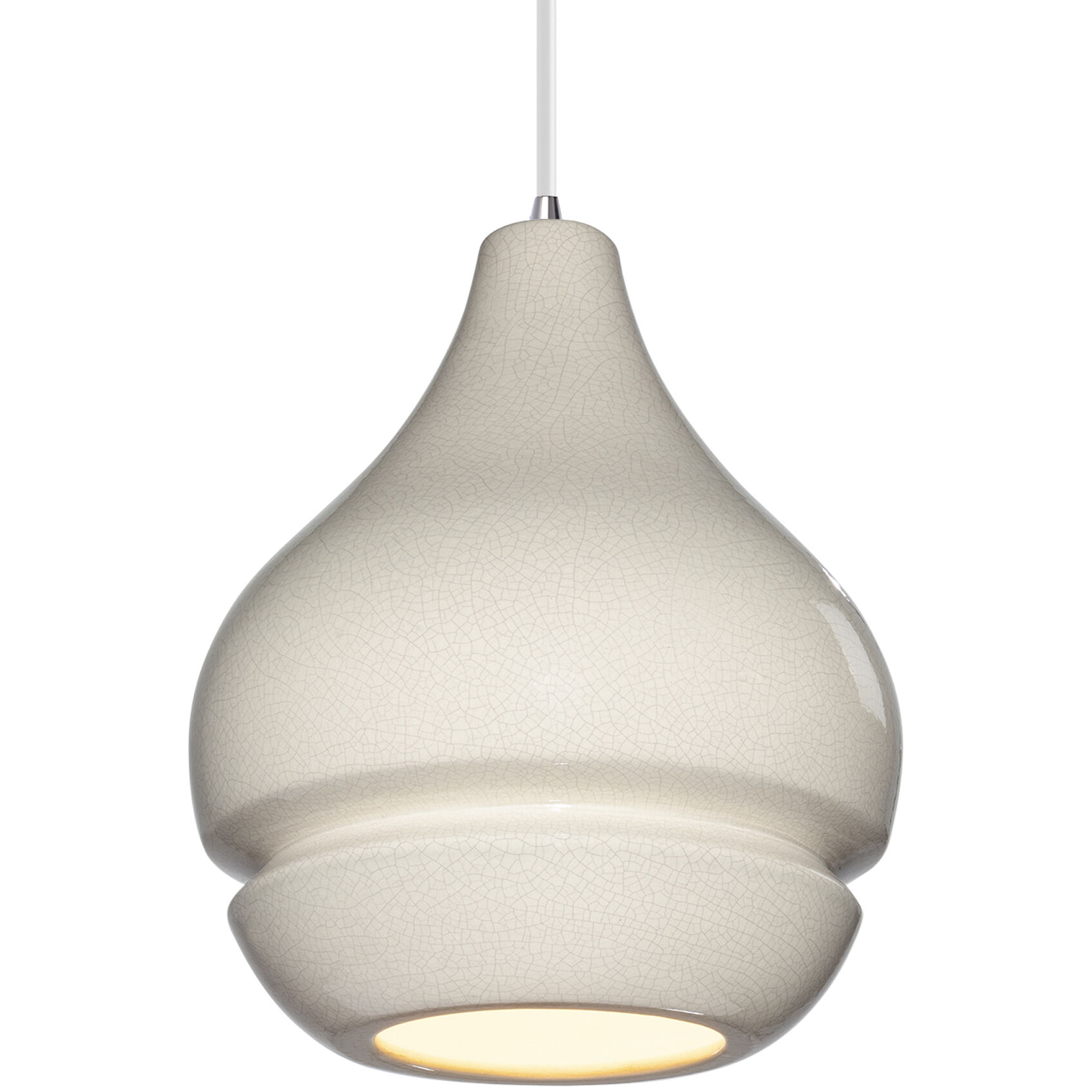 Radiance Collection LED 8 inch Polished Chrome and White Crackle and White Pendant Ceiling Light