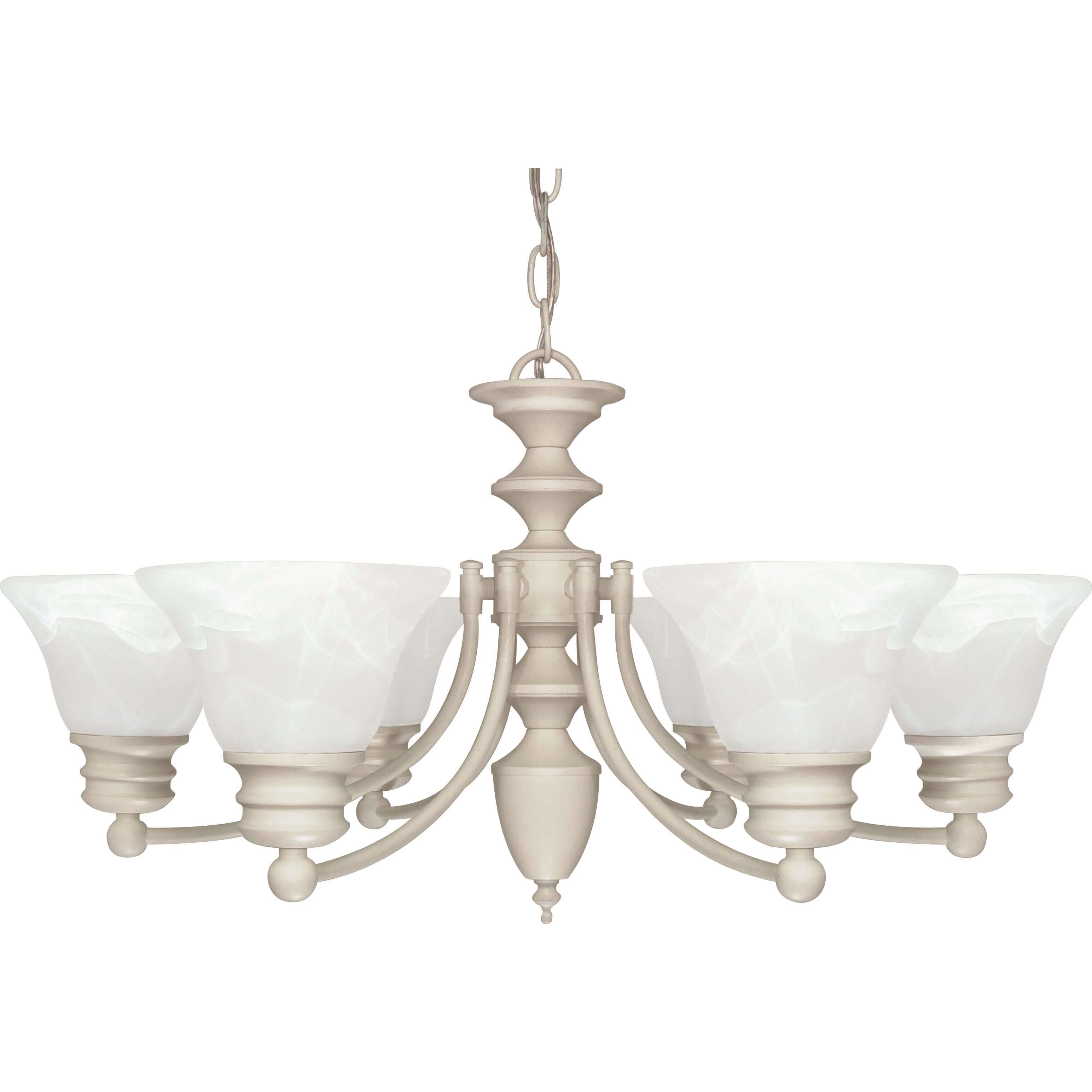 Empire 6 Light 26 inch Textured White Chandelier Ceiling Light