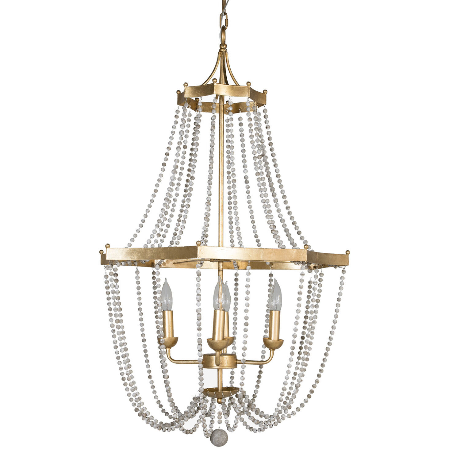 Whitney 4 Light 24 inch Vintage Gold / Antique White Chandelier Ceiling Light