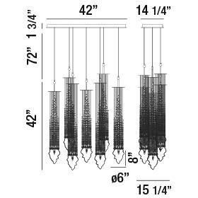 Cascata 7 Light 6 inch Polished Gold Chandelier Ceiling Light