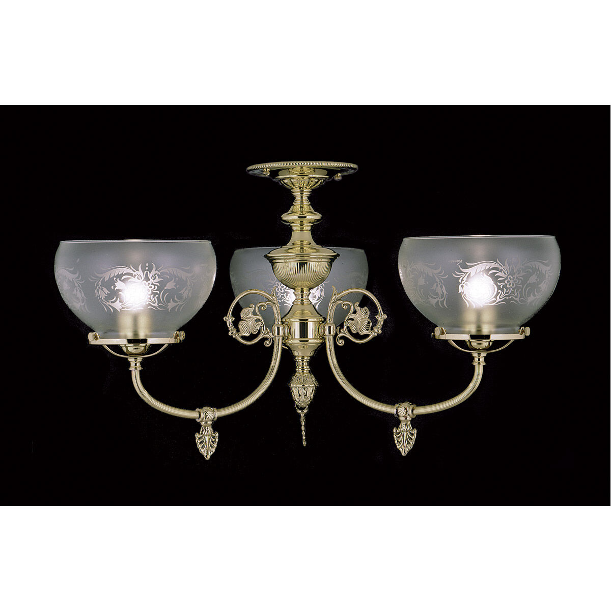 Chancery 3 Light 25 inch Polished Brass Semi-Flush Mount Ceiling Light
