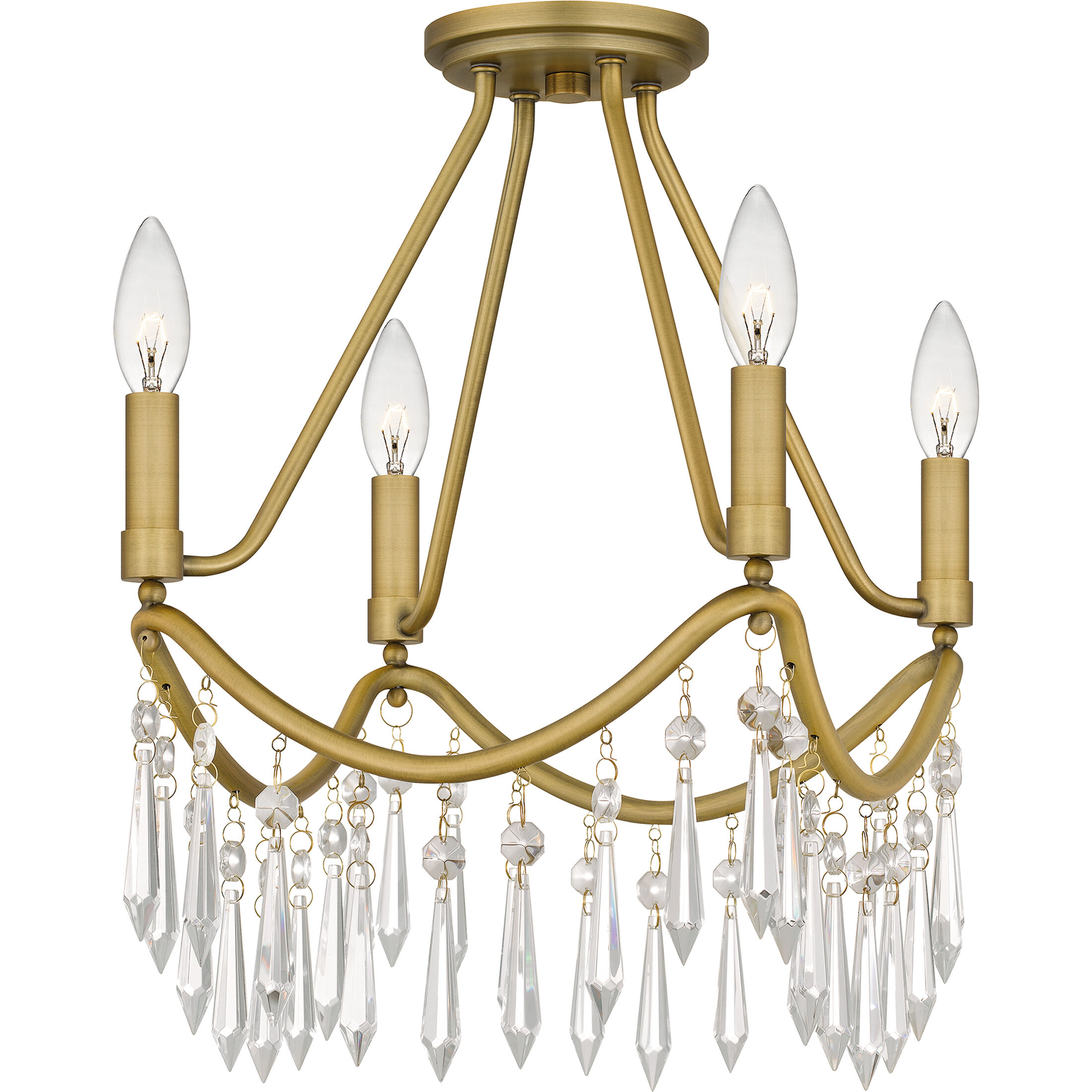 Airedale 4 Light 12 inch Aged Brass Semi-Flush Mount Ceiling Light