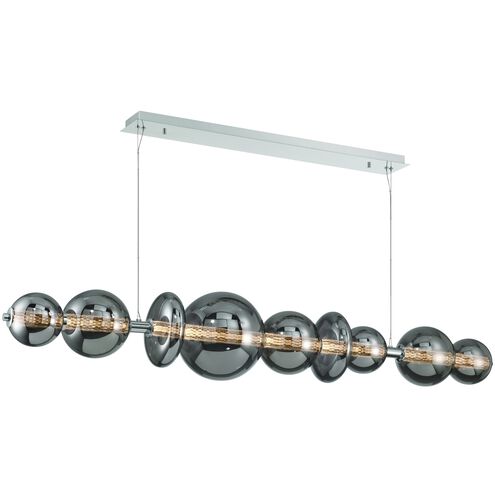Atomo Linear Chandelier Ceiling Light in Chrome, Smoke