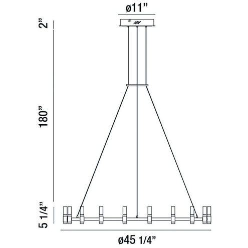 Albany LED 45.25 inch Brass and Black Chandelier Ceiling Light