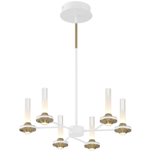 Torcia LED 24.5 inch White and Brass Chandelier Ceiling Light
