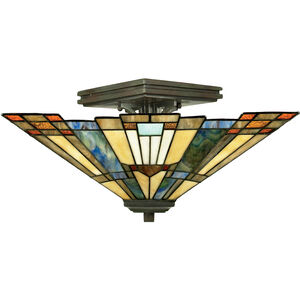 Inglenook 2 Light 14 inch Valiant Bronze Semi-Flush Mount Ceiling Light, Naturals