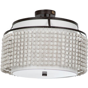 Joanna 2 Light 20.75 inch Venetian Rust / Distressed Ivory / Feather White Linen / White Acrylic Semi-Flush Mount Ceiling Light