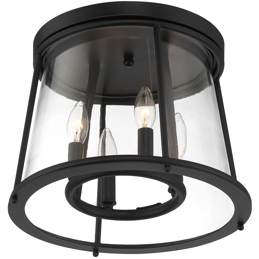Daulle 4 Light 14 inch Satin Black Outdoor Flush Mount