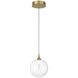 Iissa LED 6.25 inch Gold Pendant Ceiling Light in Clear