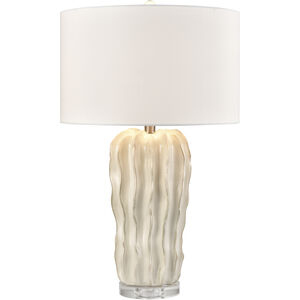 Genesee 27.5 inch 150 watt White Glazed with Clear Table Lamp Portable Light