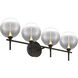 Iissa 4 Light 29.5 inch Black Vanity Light Wall Light in Smoke