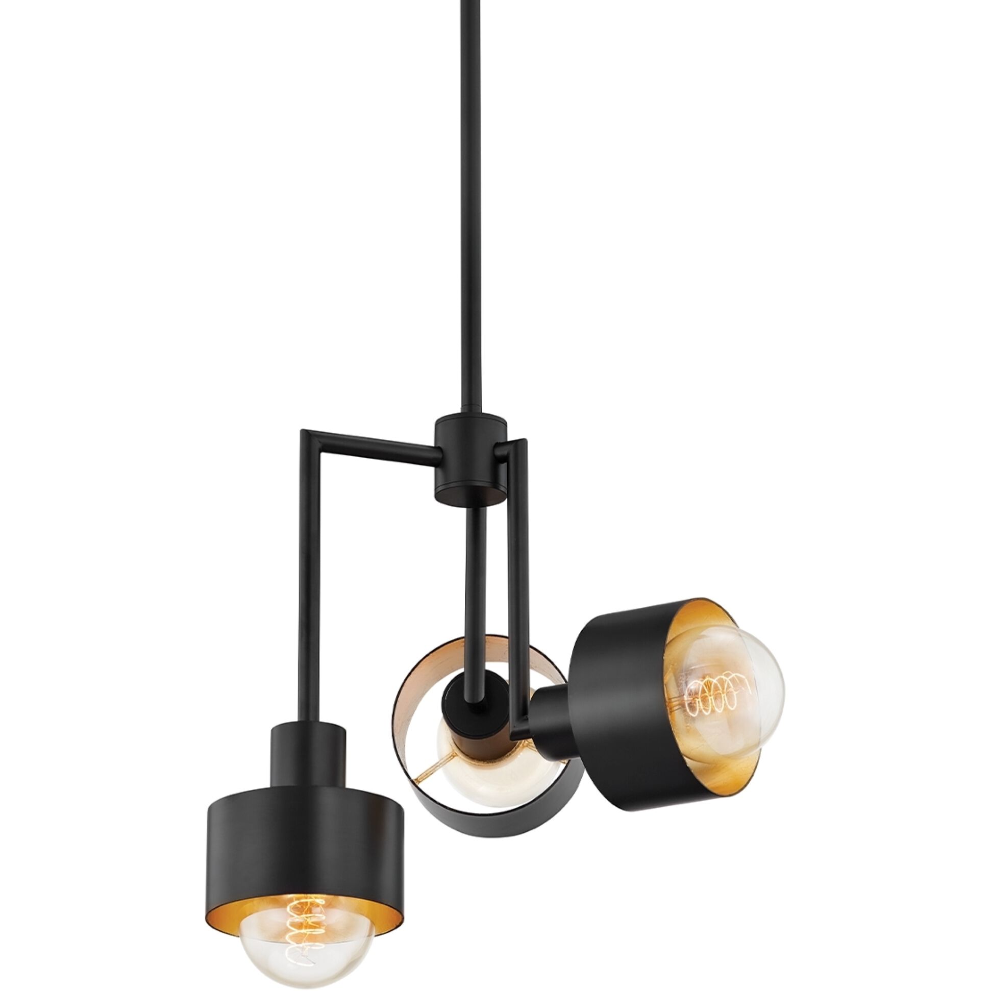 North 3 Light 16 inch Soft Black/Gold Leaf Pendant Ceiling Light