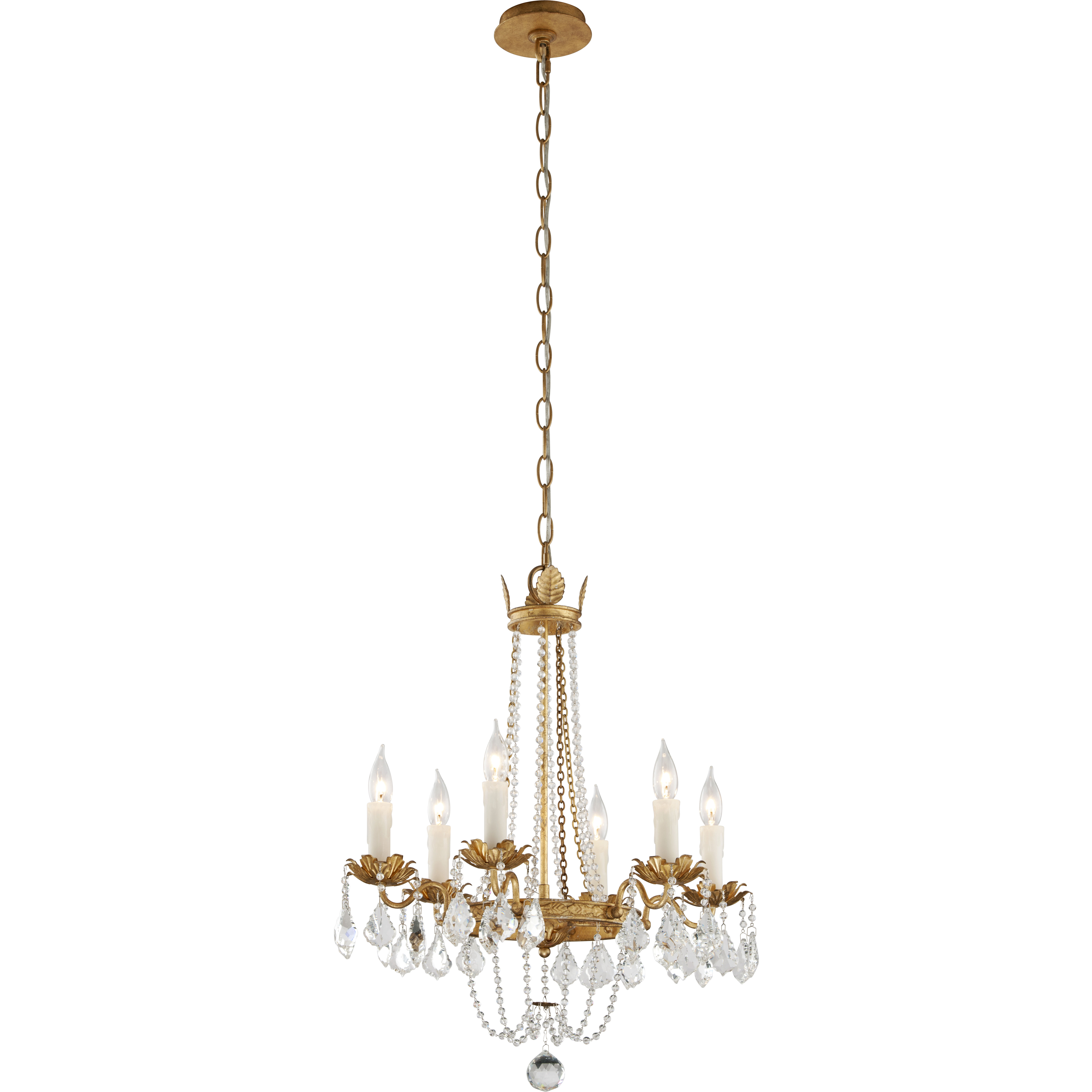 Viola 6 Light 21.5 inch Distressed Gold Leaf Chandelier Ceiling Light