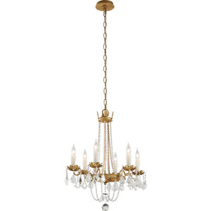 Viola 6 Light 21.5 inch Distressed Gold Leaf Chandelier Ceiling Light