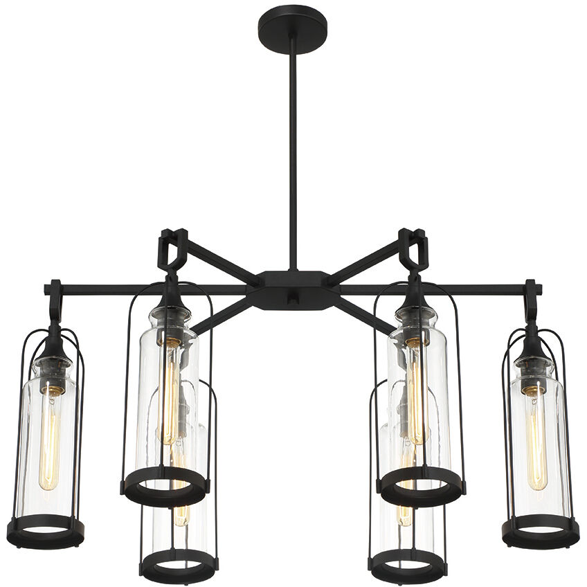 Yasmin 6 Light 20 inch Satin Black Outdoor Chandelier