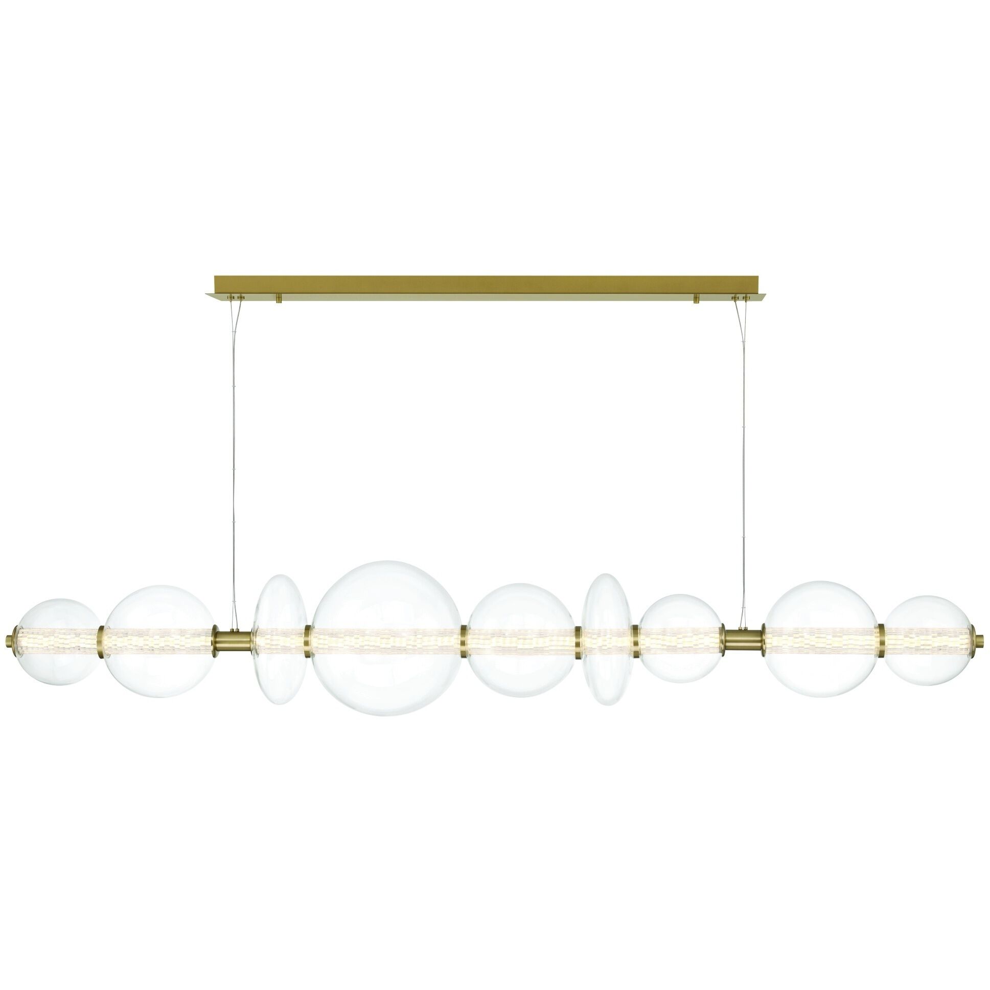 Atomo Linear Chandelier Ceiling Light in Gold, Clear