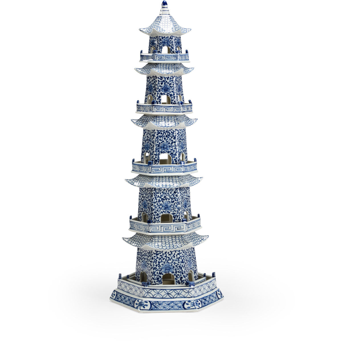 Chelsea House Cobalt/Off White Glaze Pagoda Accent